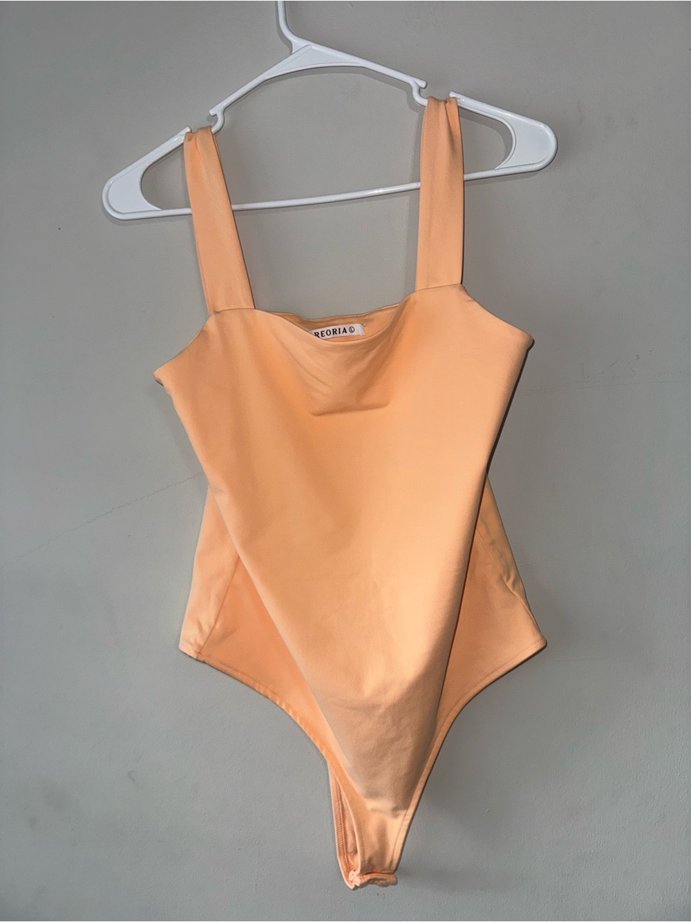 Reoria Peach Square Neck Bodysuit Size L - Stretchy Double Lined Tank